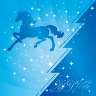 Background with horse silhouette and Christmas tree N4
