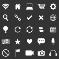 Web icons on black background