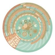 Round Calendar for year of 2014 N2