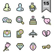 Love line icons set