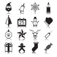 Christmas with reflection icon set vector illustration