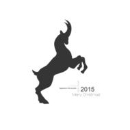 Vector goat symbol with black profile silhouette of a long N2