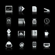 Business office supplies pictograms set