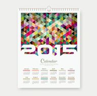 Calendar 2015 colorful triangle geometric template