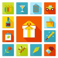 Set of flat vector birthday party icons N2