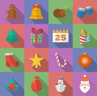 Set of Christmas icons Flat style