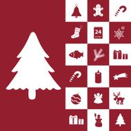 christmas red and white icons collection eps10