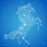 New Year card of Horse made snowflakes N3