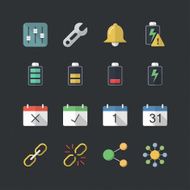 Application &amp; Mobile icons set with Flat color style
