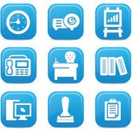 Office icons Blue buttons vector