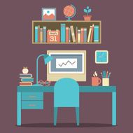 Flat Design Workplace Vector Illustration N5