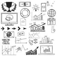 Business finanse hand draw doodle elements graph chart and other N2