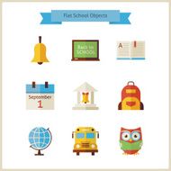 Flat Back to School and Science Objects Set