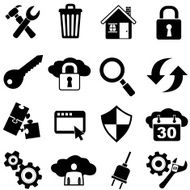 internet and website icons in black white