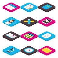 Flat School Education and Learning Isometric Icons Set