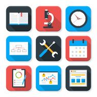 Flat Business and Office Life App Icons Set