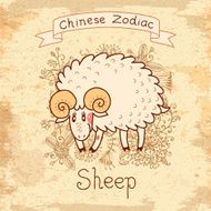 Vintage card with Chinese zodiac - Sheep
