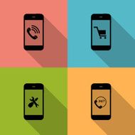 Concept on Different Mobile Phote Icons Vector Illustration N2