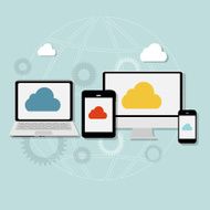 Cloud Computing Concept on Different Electronic Devices Vector N13