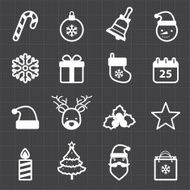 Christmas icons and black background