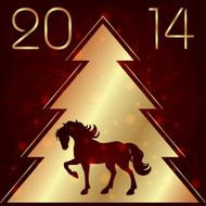 Background with horse silhouette and Christmas tree N5