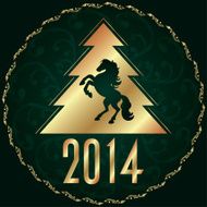 Background with horse silhouette and Christmas tree N6