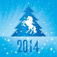Background with horse silhouette and Christmas tree N7