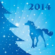 Background with horse silhouette and Christmas tree N9