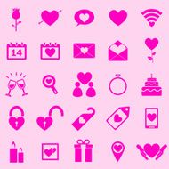 Valentine&#039;s day pink icons on light background