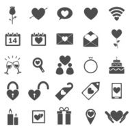 Valentine&#039;s day icons on white background