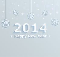 Happy new year 2014 Festive background with snowflakes