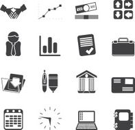 Silhouette Business and office icons N9