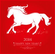 Running Horse on bright red background