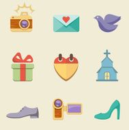 Wedding color icon set