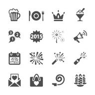 new year party icon set 3 vector eps10 N2