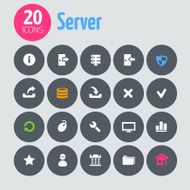 Minimalistic server icons on dark gray circles