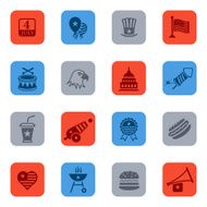 Colorful Fourth of July Icon Set