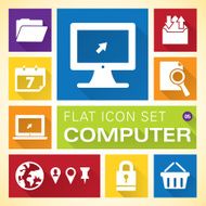 Flat icons 5 Computer Desktop Data