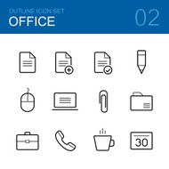 Office vector outline icon set