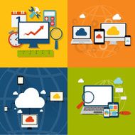 Cloud Computing Concept on Different Electronic Devices Vector N14