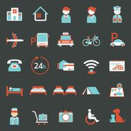 Hotel Accommodation Amenities Services Icons Set A N2