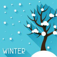 Seasonal illustration with winter tree in flat style N4