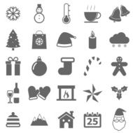 Winter icons on white background