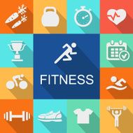 Sports background with fitness icons in flat style N4