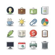 Flat color style Business &amp; Office icons set N2