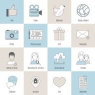 Social icons flat line set