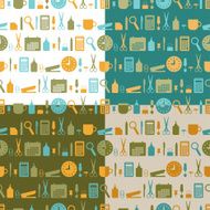 Set of seamless patterns office stationery icons