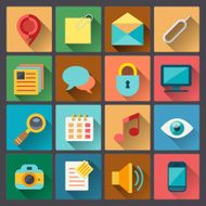 set of sixteen web icons in flat design style