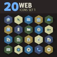 Flat hexagon web icons