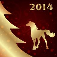 Background with horse silhouette and Christmas tree N11